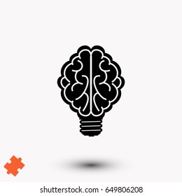 Brain Light bulb icon, Vector EPS 10 illustration style