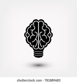 Brain Light bulb icon, Vector EPS 10 illustration style