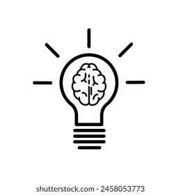 Brain mit Glühbirne, Idee, Idee, Kreativität - Vektorgrafik Ikone	