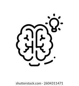 Brain with Light Bulb Idea Icon