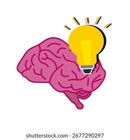 Ilustración de la idea de la bombilla del cerebro 