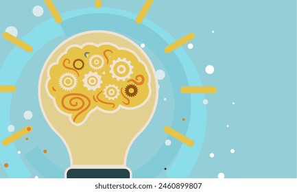 Brain in light bulb, ingenuity - vector illustration	