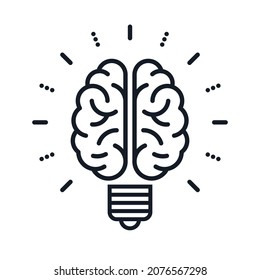 El cerebro como icono de la lámpara de luz