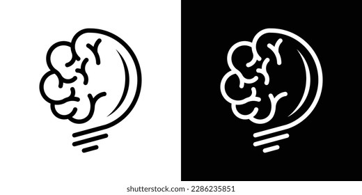 brain and light bulb logo line logo icon vector illustration
