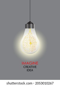 Brain and light bulb logo vector illustration isolated on white background. 