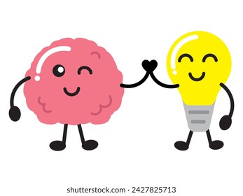 a brain and light bulb present creative mind, work smart not work hard. 