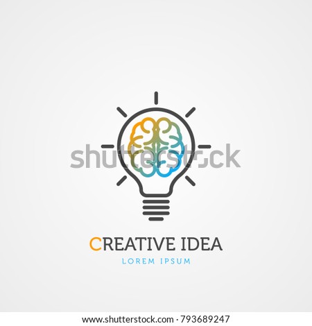 Brain Light Bulb Symbol Creative Idea Stock Vector (Royalty Free ...