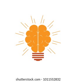 brain light bulb symbol logo vector
