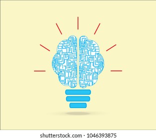 brain light bulb , use for idea business background , design vector