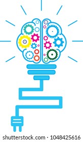 brain light bulb , use for idea business background , design vector