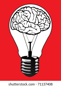 brain light bulb vector