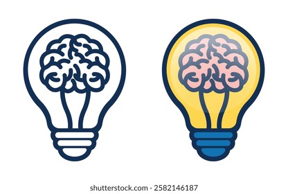 Brain Light Bulb Vector Illustration for Innovation and Creativity Concept