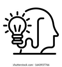 Brain light idea icon. Outline brain light idea vector icon for web design isolated on white background