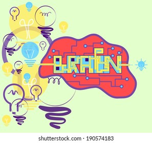Brain lightbulb vector bulb head human