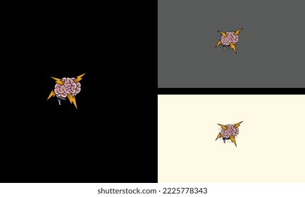 brain with lightning vector illustration design