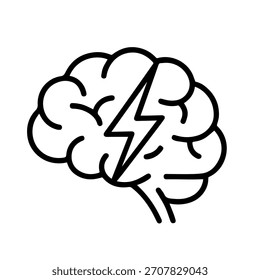 brain with lightning vector line icon on a white background
Vector line icon on a white background