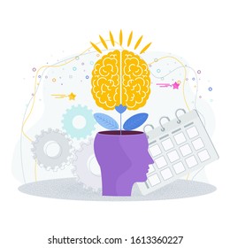 El cerebro es como un árbol que crece en la cabeza humana. El desarrollo del pensamiento, el conocimiento, las habilidades analíticas. Una mente sobresaliente, ideas creativas, soluciones innovadoras. Éxito empresarial Metáfora.