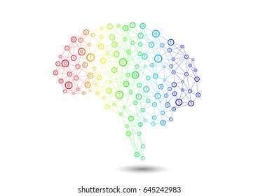 Brain - Line art with color and shadow