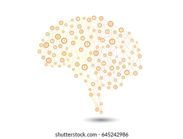 Brain - Line art with color and shadow