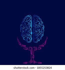 Brain line art colorful logo design. Abstract vector illustration. 