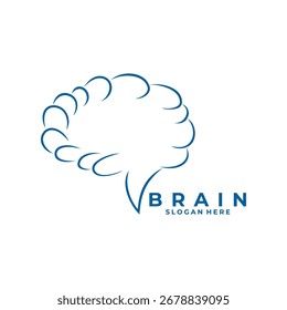 Modelo de vetor de design de logotipo de arte de linha cerebral