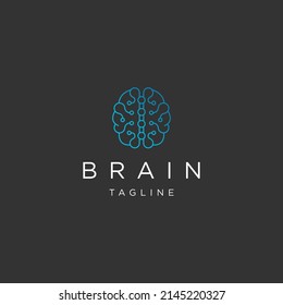 Brain line art logo icon design template flat vector