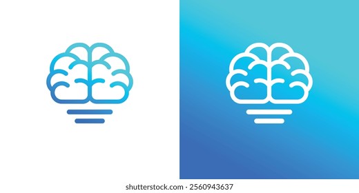 Brain line art logo, simple brain logo, editable human brain logo