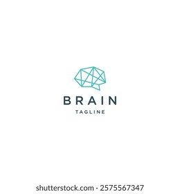 Brain line art style logo icon design template flat vector