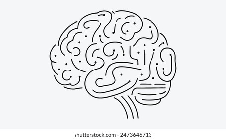 brain line art vector illustration 