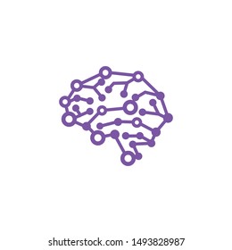 brain with a line connecting to circle logo template