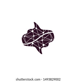 brain with a line connecting to circle logo template