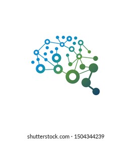 brain with a line connecting to circle logo template