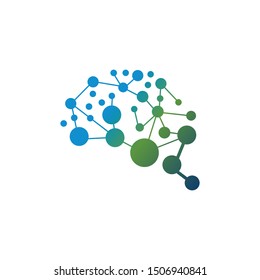 brain with a line connecting to circle logo template