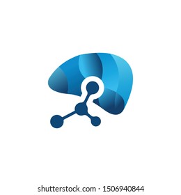 brain with a line connecting to circle logo template