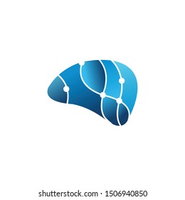 brain with a line connecting to circle logo template