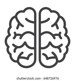 Brain line icon, brainstorm and idea, medical vector graphics, a linear pattern on a white background, eps 10.