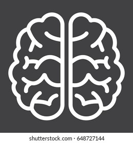 Brain line icon, brainstorm and idea, medical vector graphics, a linear pattern on a black background, eps 10.