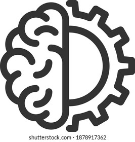 brain line icon. Gear, cog, processing. Artificial intelligence concept. Can be used for topics like neural networks, machine learning, robotic technology