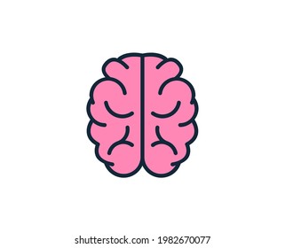 Brain line icon. High quality outline symbol for web design or mobile app. Thin line sign for design logo. Color outline pictogram on white background