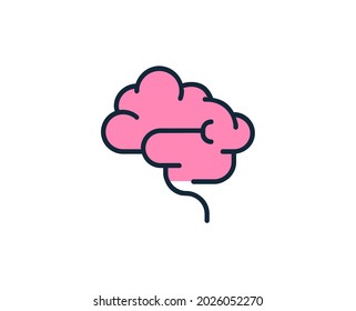 Brain line icon. High quality outline symbol for web design or mobile app. Thin line sign for design logo. Color outline pictogram on white background