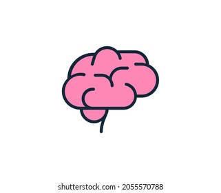 Brain line icon. High quality outline symbol for web design or mobile app. Thin line sign for design logo. Color outline pictogram on white background