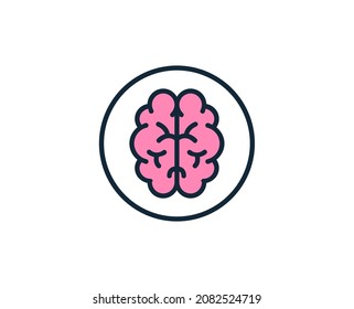 Icono de línea de cerebro. Símbolo de esquema de alta calidad para diseño web o aplicación móvil. Firma de línea delgada para el logotipo de diseño. Pictograma de contorno de color sobre fondo blanco