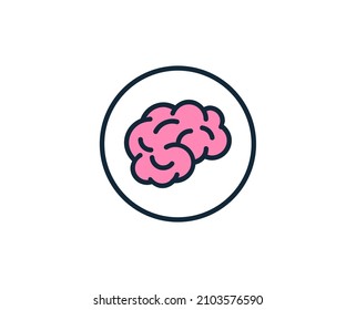 Icono de línea de cerebro. Símbolo de esquema de alta calidad para diseño web o aplicación móvil. Firma de línea delgada para el logotipo de diseño. Pictograma de contorno de color sobre fondo blanco