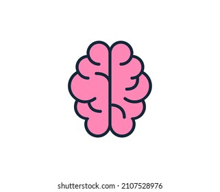 Icono de línea de cerebro. Símbolo de esquema de alta calidad para diseño web o aplicación móvil. Firma de línea delgada para el logotipo de diseño. Pictograma de contorno de color sobre fondo blanco