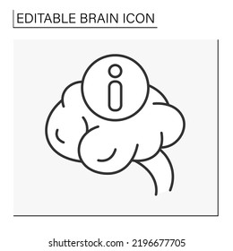  Brain line icon. Memorizing information. Intelligence. Brainstorming concept. Isolated vector illustration. Editable stroke