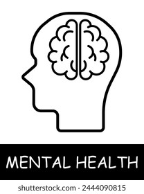 Brain line icon. Neurons, synoptic connections, mental health, psychology, emotional well-being, psychotherapy, stress, depression, well-being. Vector line icon for business and advertising