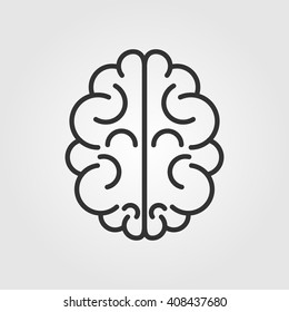 Brain Line Icon, Outline Vector Illustration, Linear Pictogram Isolated On Gray