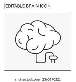  Gehirnzeilensymbol. Gehirnaufladungen. Intelligente Lösung. Brainstorming-Konzept. Einzige Vektorgrafik. Bearbeitbarer Hub