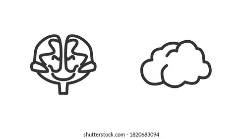 brain line icon set. human brain