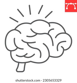 Brain line icon, solution and business , brain solving vector icon, vector graphics, editable stroke outline sign, eps 10.